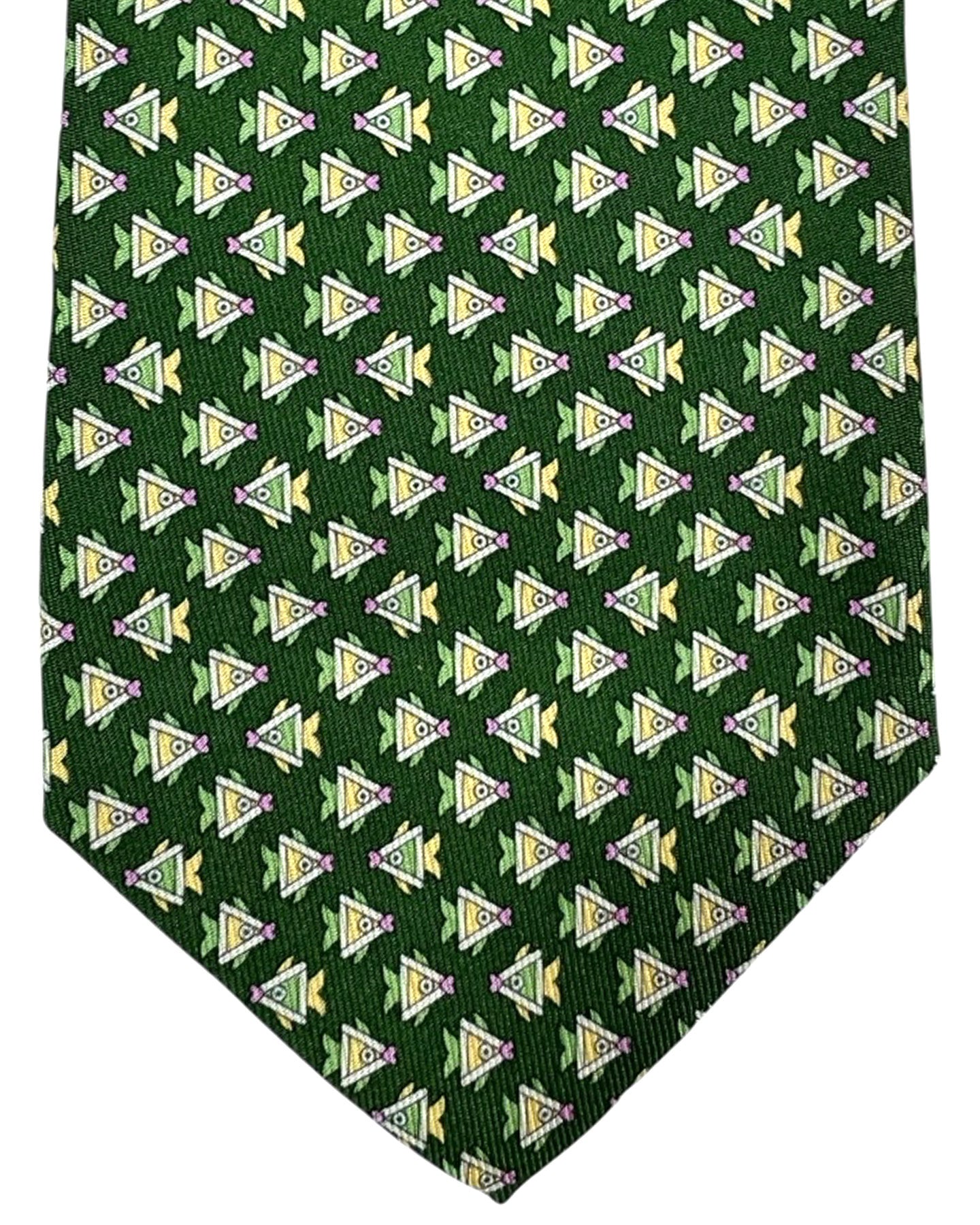 Salvatore Ferragamo Tie Green Fish Novelty