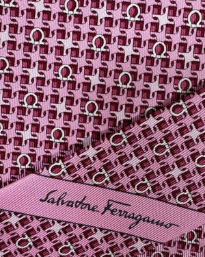 Salvatore Ferragamo Tie Pink Gancini Design