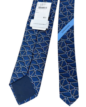 Salvatore Ferragamo Tie Navy Chain Gancini