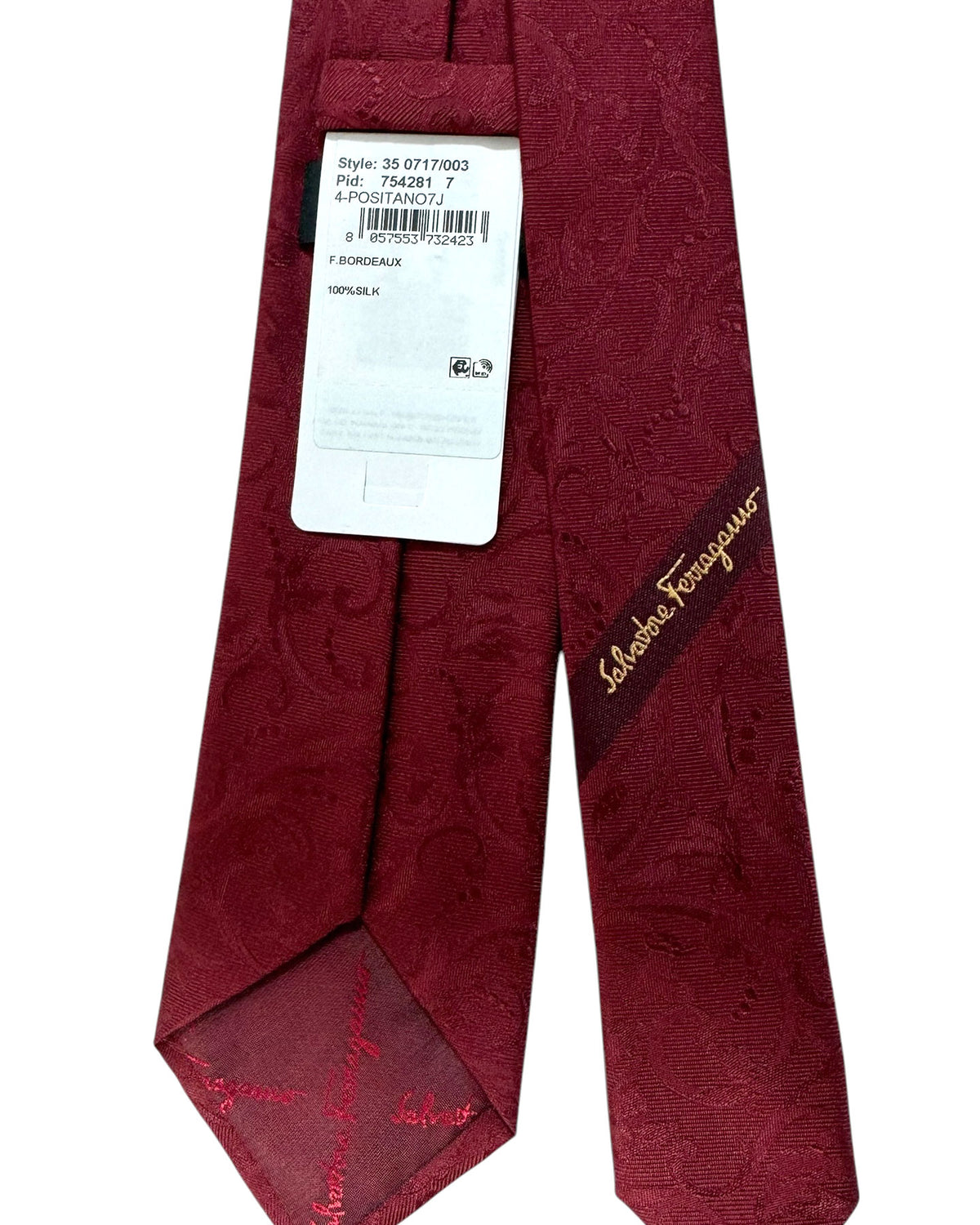 Salvatore Ferragamo Narrow Tie Bordeaux Duck SALE