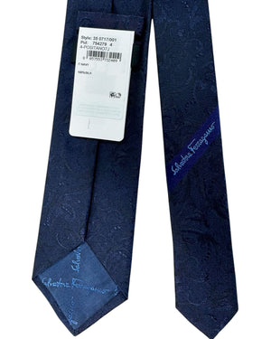 Salvatore Ferragamo Narrow Tie Midnight Blue Duck