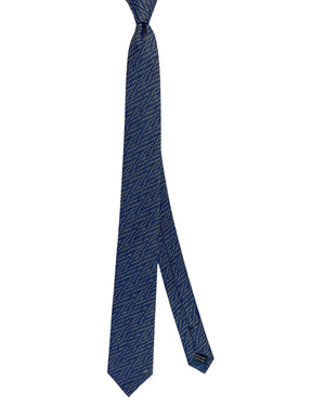 Salvatore Ferragamo Silk Tie Navy Yellow-Gold Design