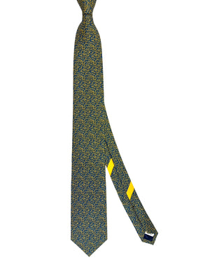 Salvatore Ferragamo Silk Tie Midnight Blue Yellow Design