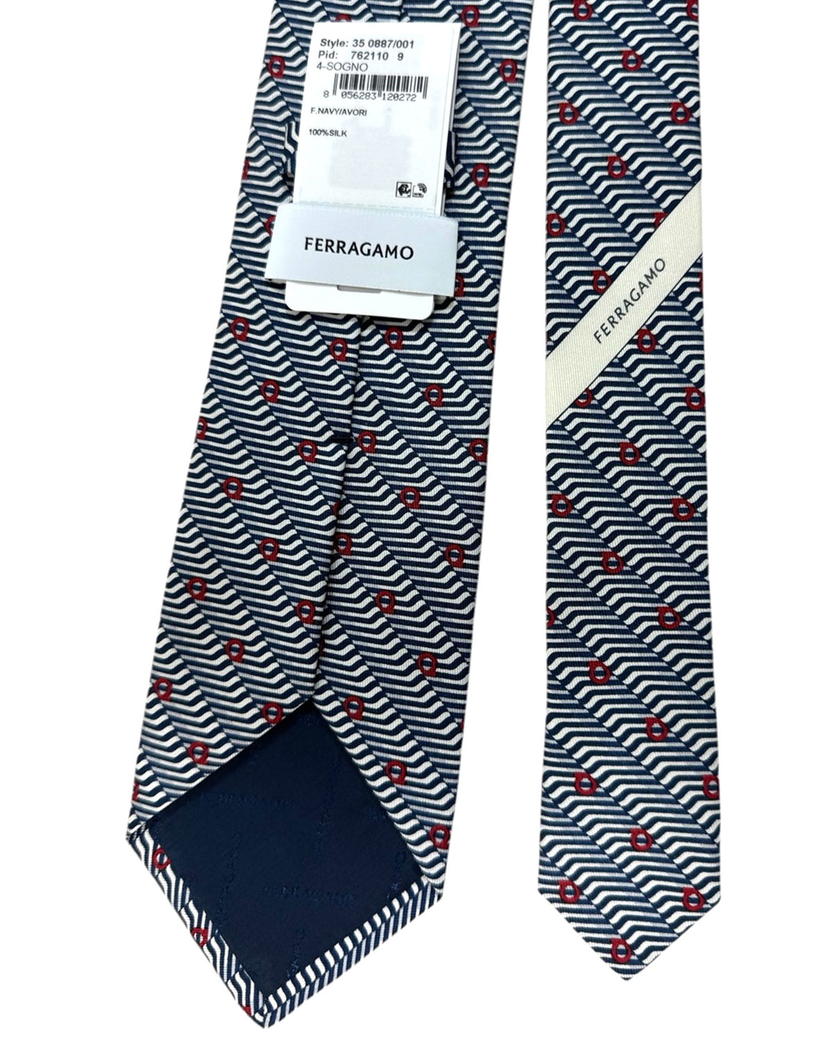 Salvatore Ferragamo Silk Tie Navy Gancini