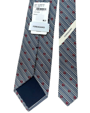 Salvatore Ferragamo Silk Tie Navy Gancini