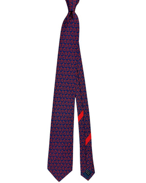 Salvatore Ferragamo Silk Tie Royal Blue Red Flamingo