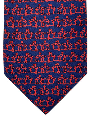 Ferragamo Silk Tie Red Blue Flamingo