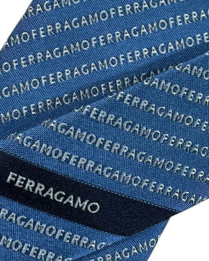 Salvatore Ferragamo Tie Blue Logo Stripes