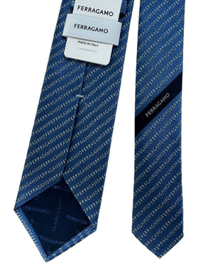 Salvatore Ferragamo Tie Blue Logo Stripes