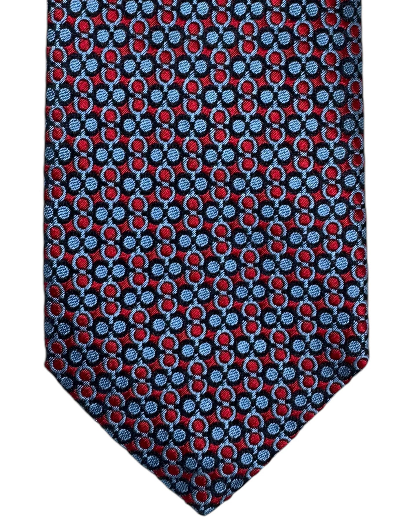 Salvatore Ferragamo Narrow Tie Blue Red Gancini Design