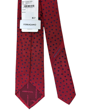 Salvatore Ferragamo Narrow Tie Dark Red Stars