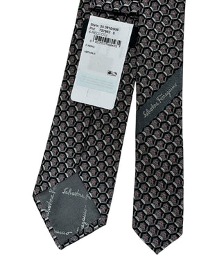 Salvatore Ferragamo Narrow Tie Gray Gancini Design