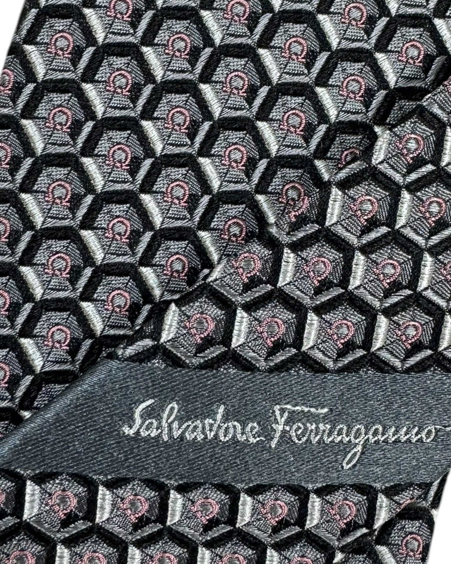 Salvatore Ferragamo Narrow Tie Gray Gancini Design