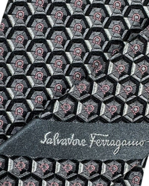 Salvatore Ferragamo Tie Gray Gancini Design