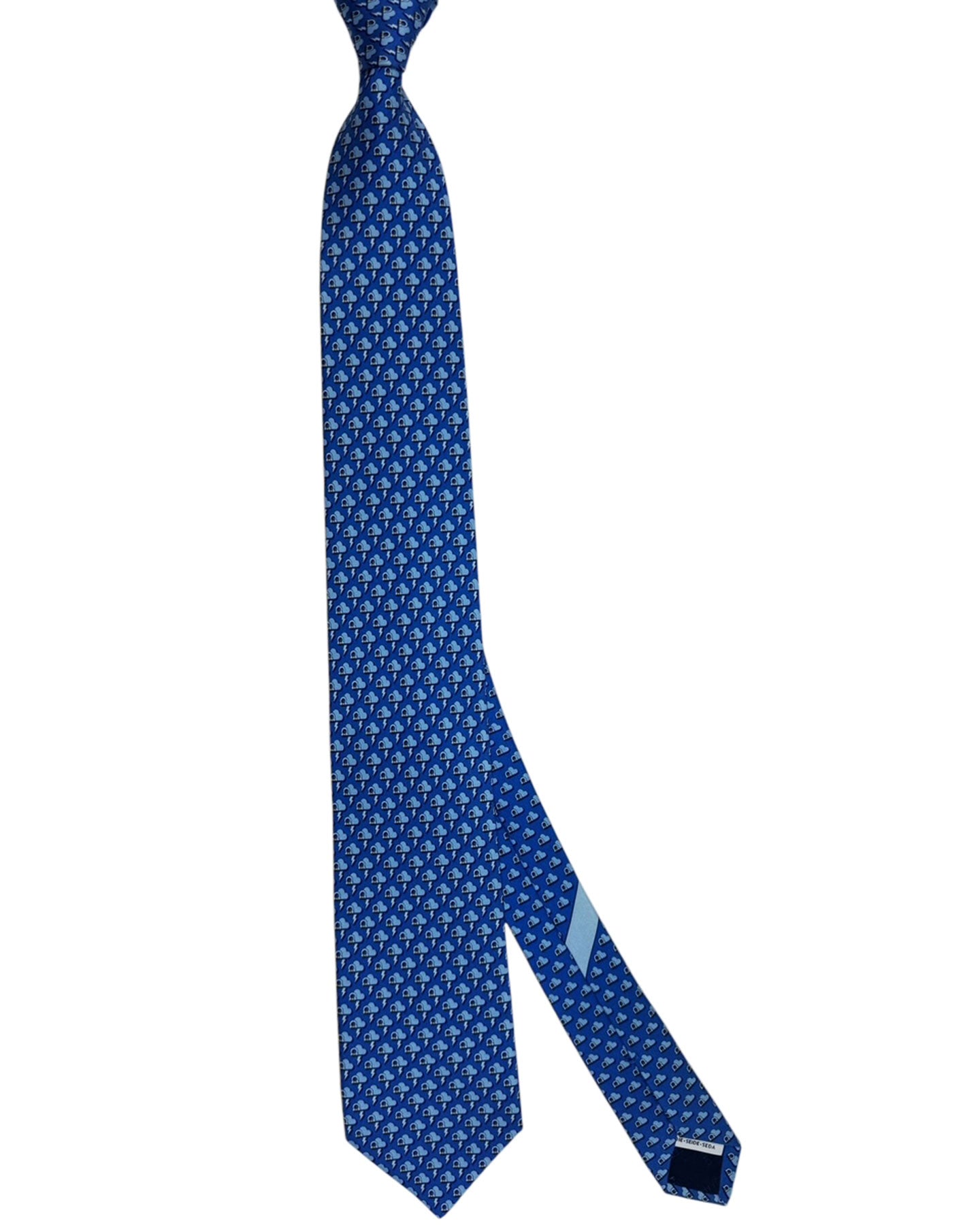 Salvatore Ferragamo Tie Blue Thunder Cloud & Gancini