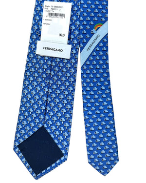 Salvatore Ferragamo Tie Blue Thunder Cloud & Gancini