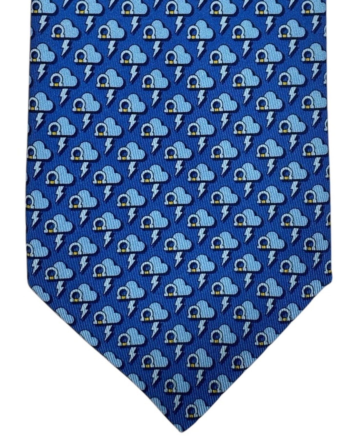 Salvatore Ferragamo Tie Blue Thunder Cloud & Gancini