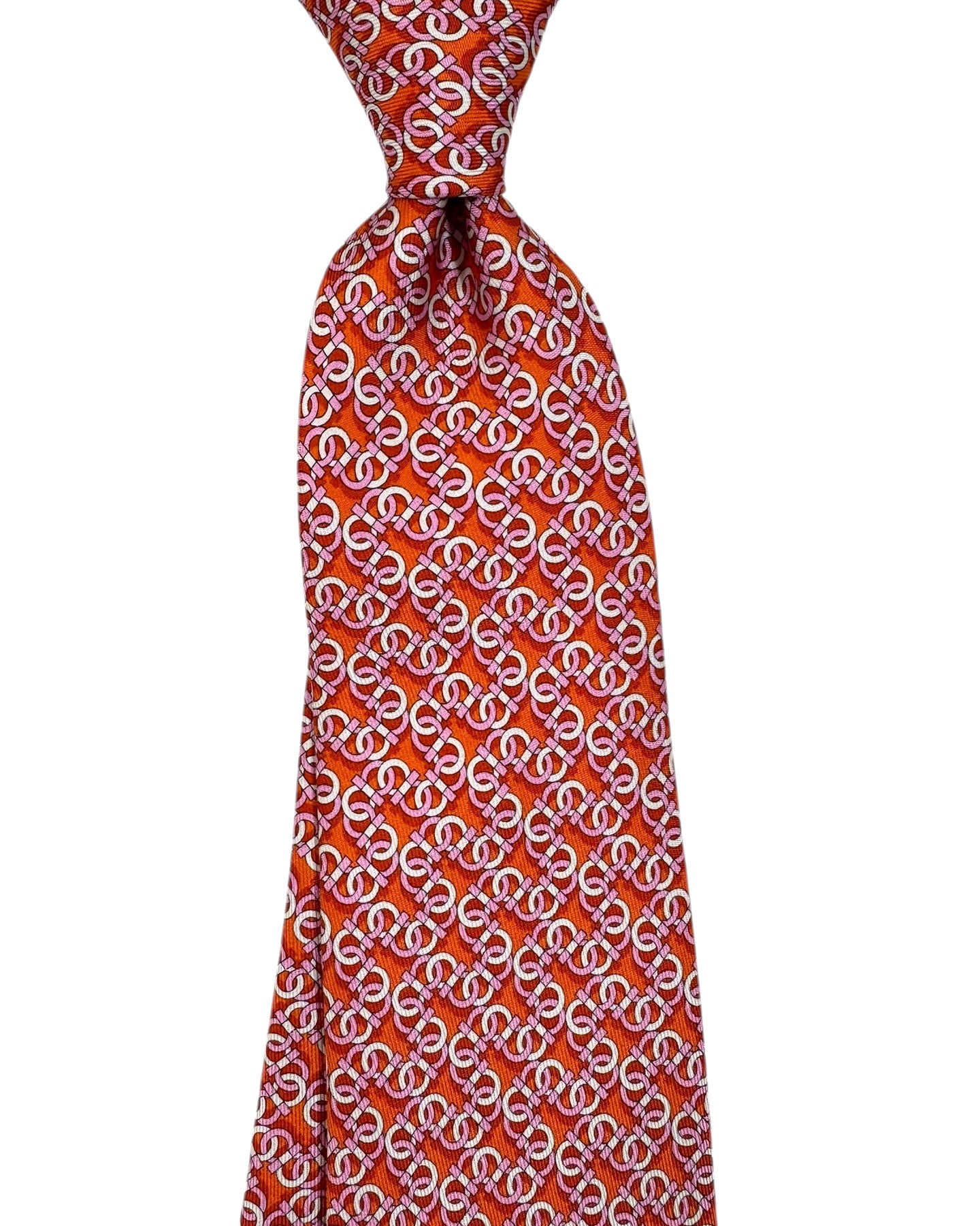 Salvatore Ferragamo Tie Orange Interlocking Gancini