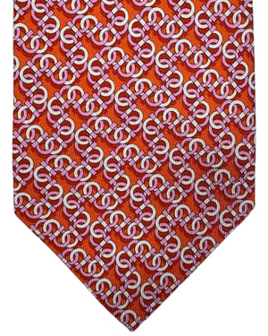 Salvatore Ferragamo Tie Orange Interlocking Gancini