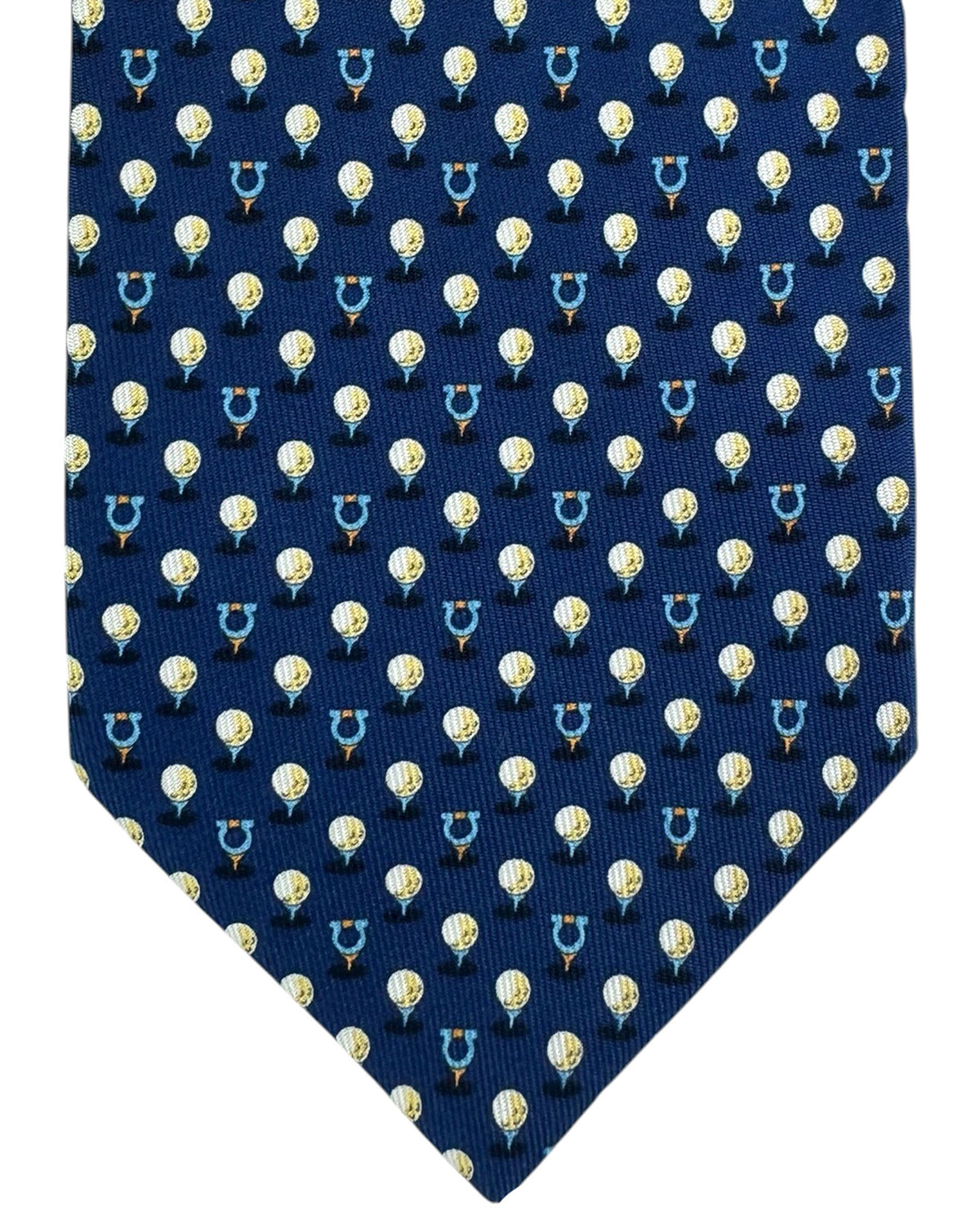 Salvatore Ferragamo Tie Navy Golf Ball Design - Fall/ Winter 2025/ 2026 Collection