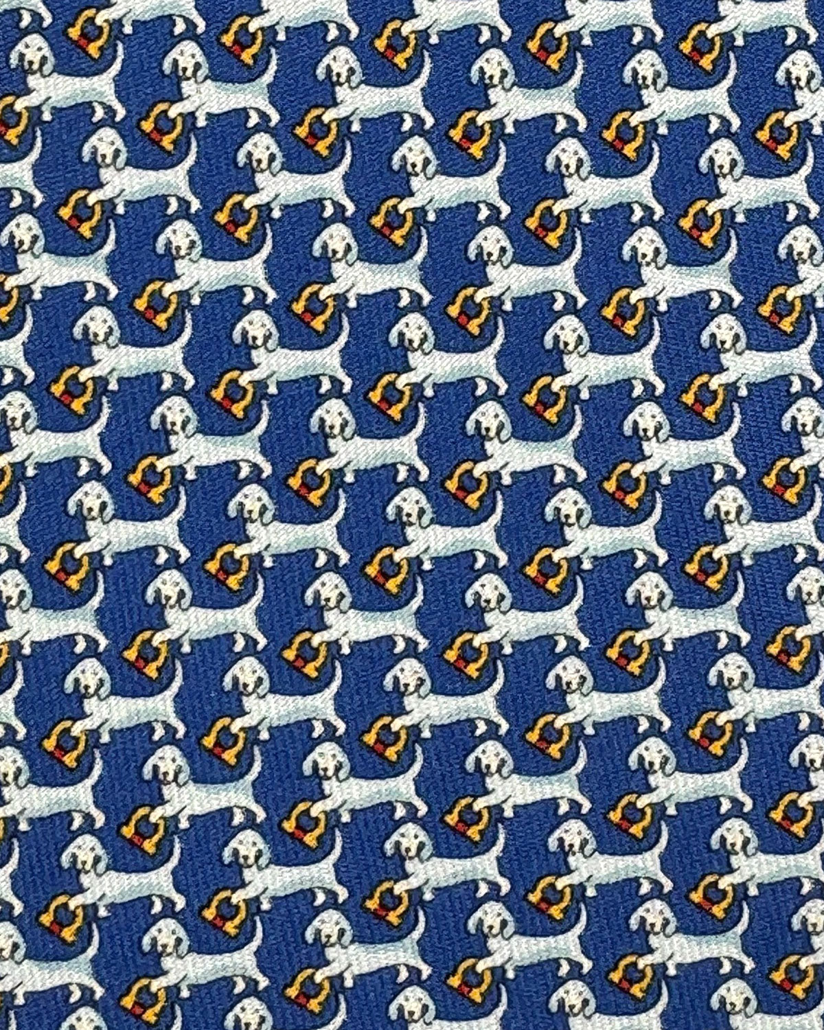 Salvatore Ferragamo Tie Royal Blue Dachshund Dog Design 