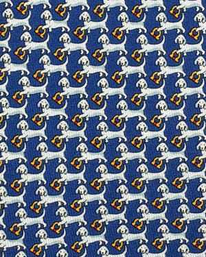 Salvatore Ferragamo Tie 
Royal Blue Dachshund Dog 