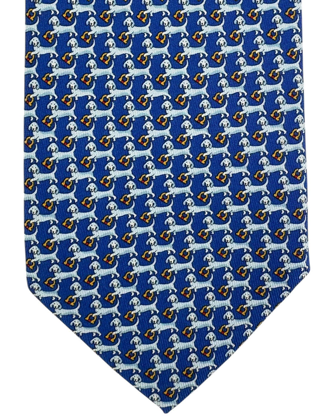 Salvatore Ferragamo Tie Royal Blue Dachshund Dog Design 