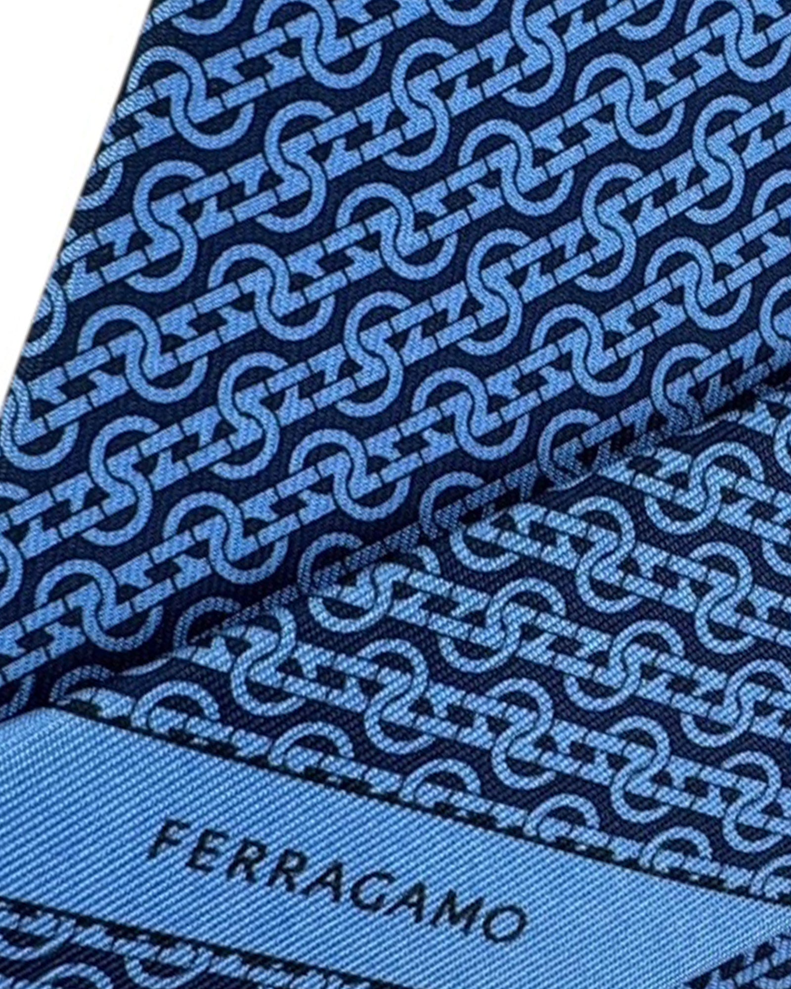 Salvatore Ferragamo Tie Navy Blue Interwoven Gancini - Fall/ Winter 2025/ 2026 Collection