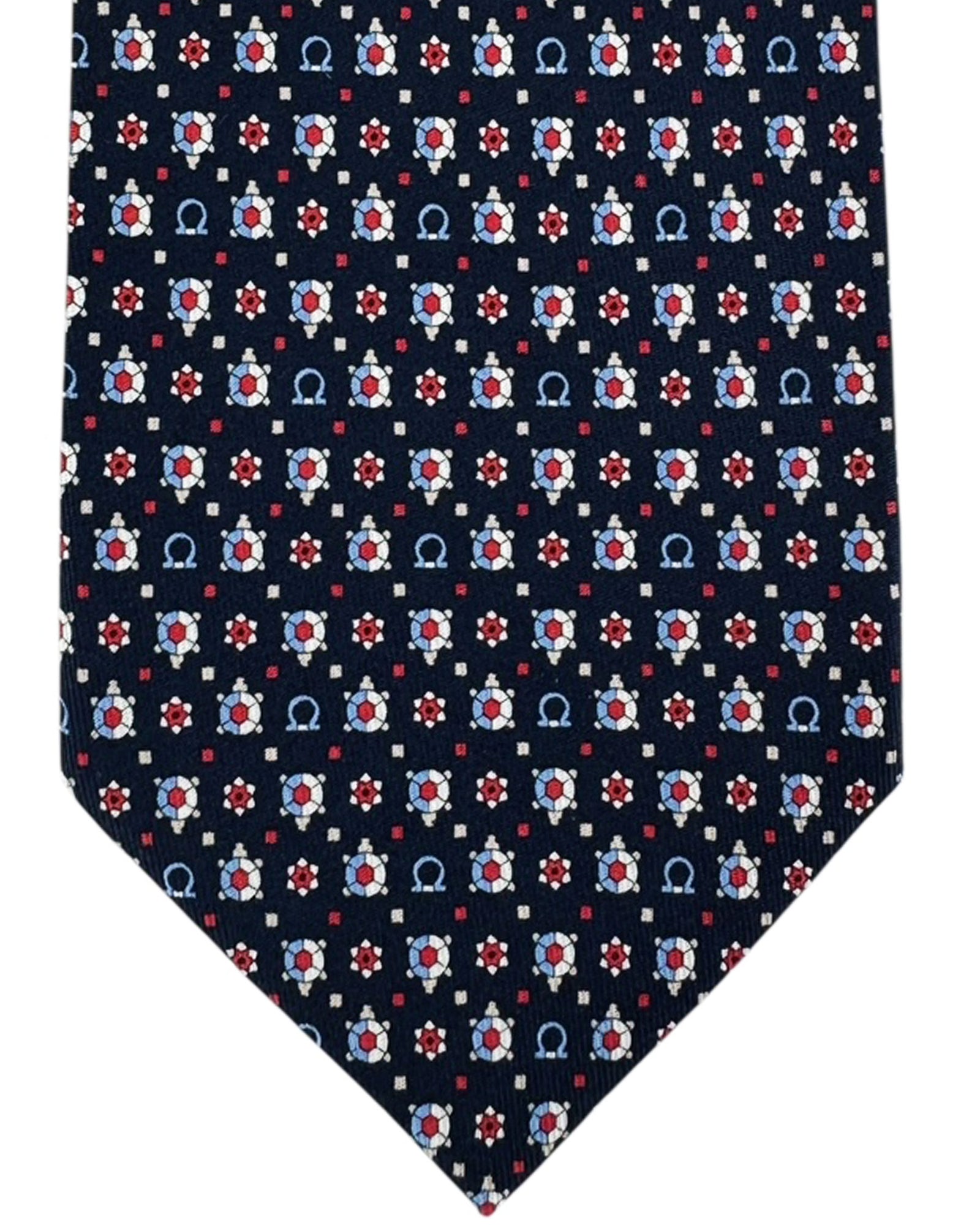 Salvatore Ferragamo Tie Midnight Blue Turtle Gemstones Design