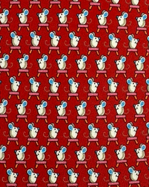 Salvatore Ferragamo Silk Tie Red Mouse On Stool Design SALE