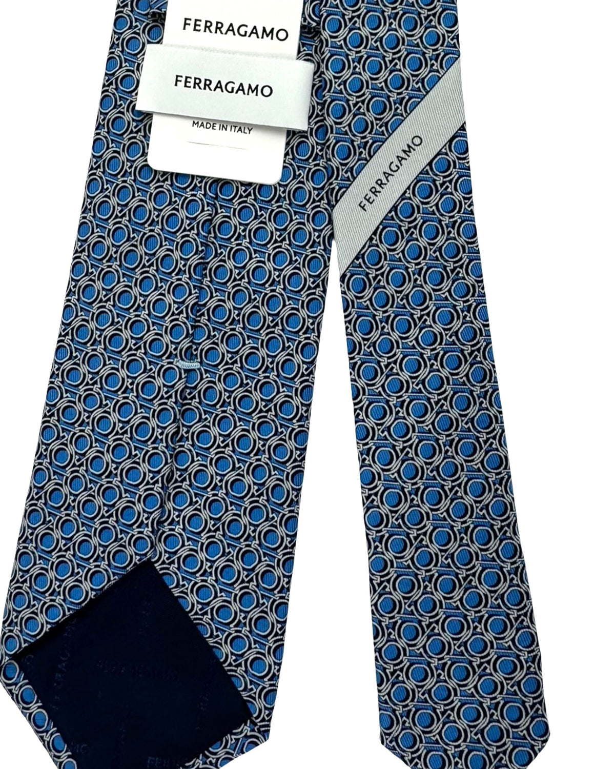 Salvatore Ferragamo Tie Interlocking Gancini Blue