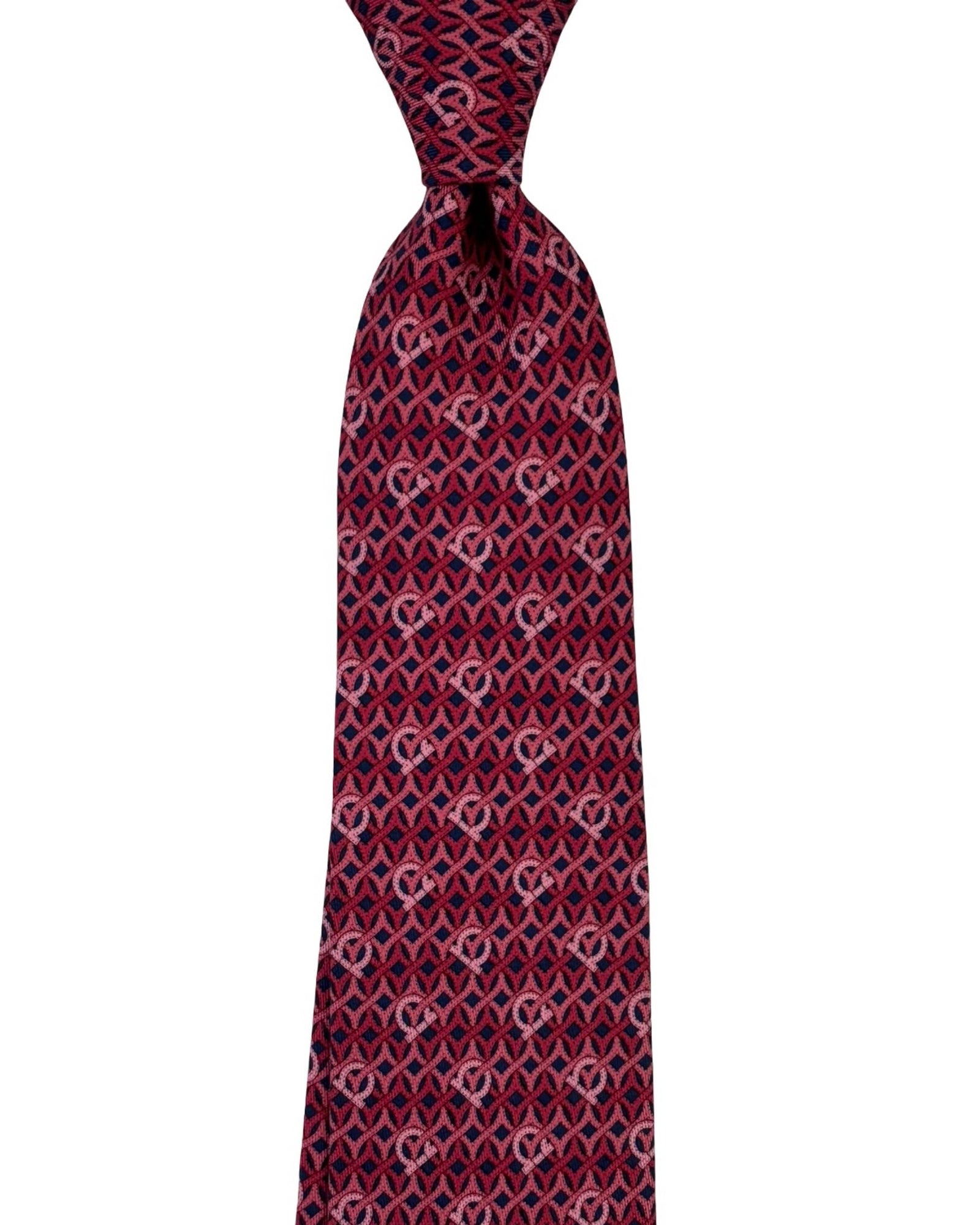 Salvatore Ferragamo Tie Burgundy Pink and Black Gancini Design
