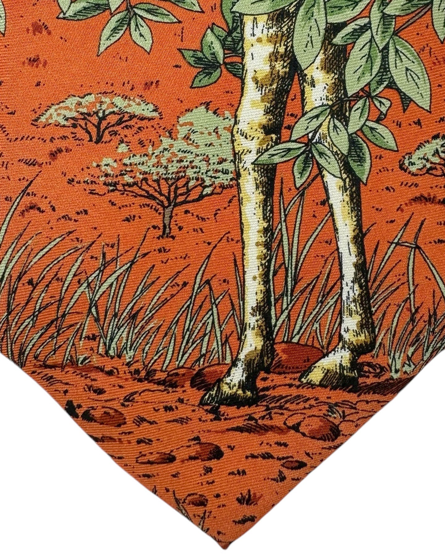 Fornasetti Tie Orange Green Giraffa Design - Wide Necktie