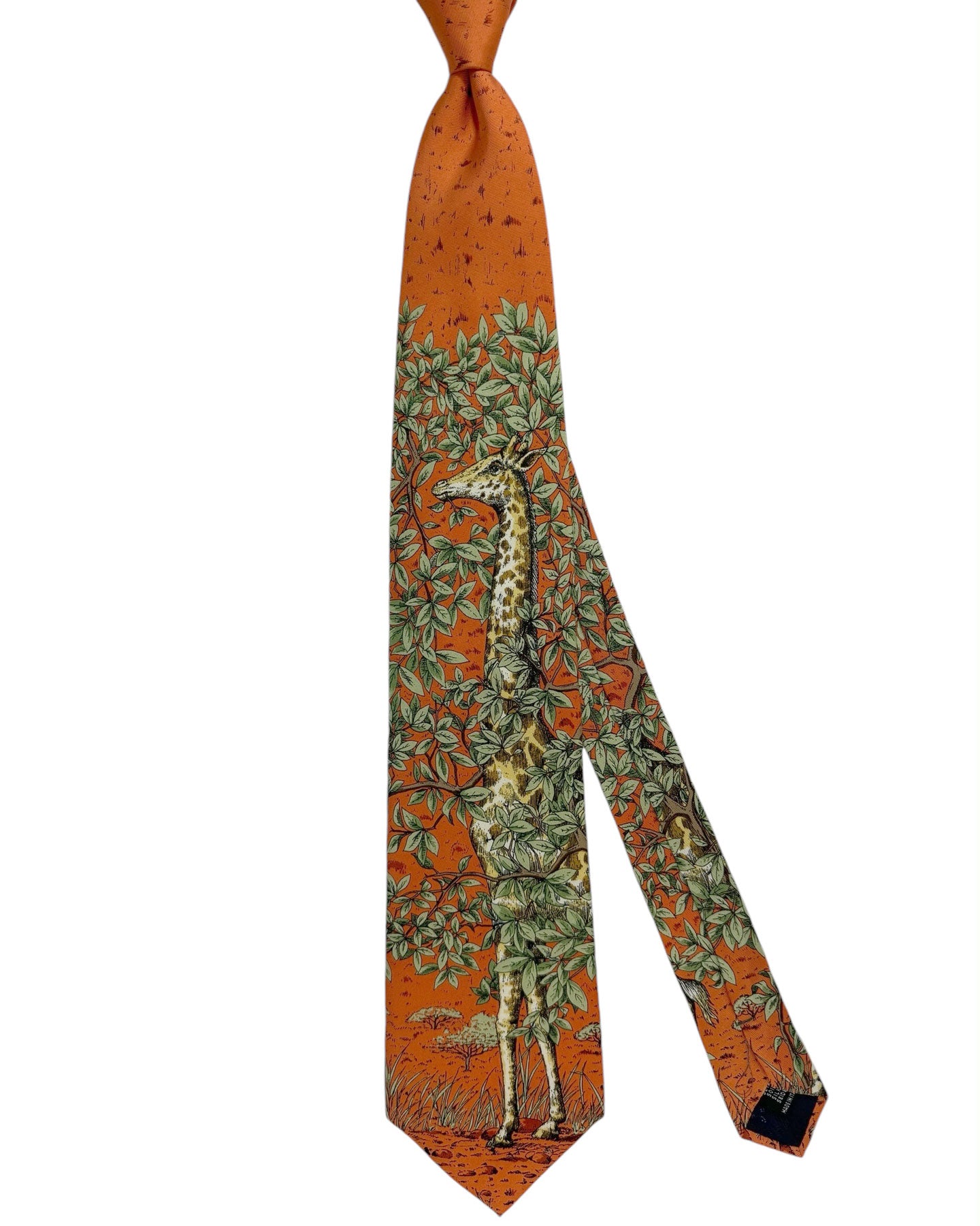 Fornasetti Tie Orange Green Giraffa Design - Wide Necktie