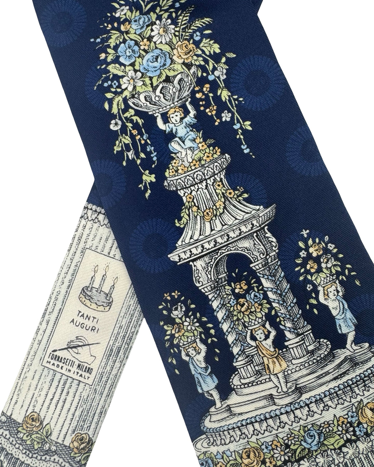 Fornasetti Tie Navy Tanti Auguri - Wide Necktie