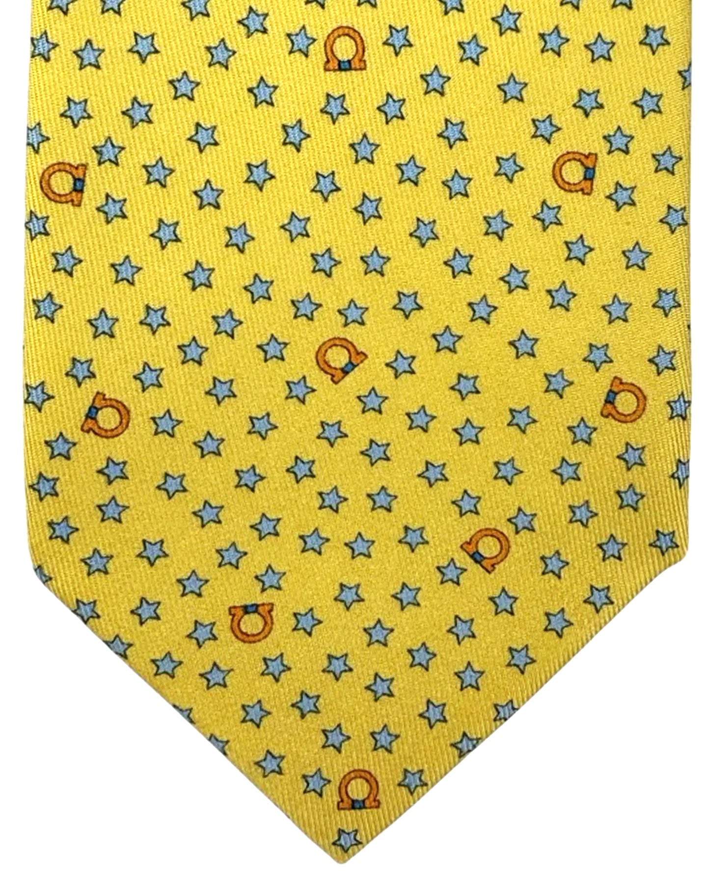 Salvatore Ferragamo Tie Yellow Stars And Gancini