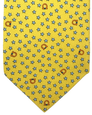 Salvatore Ferragamo Tie Yellow Stars And Gancini