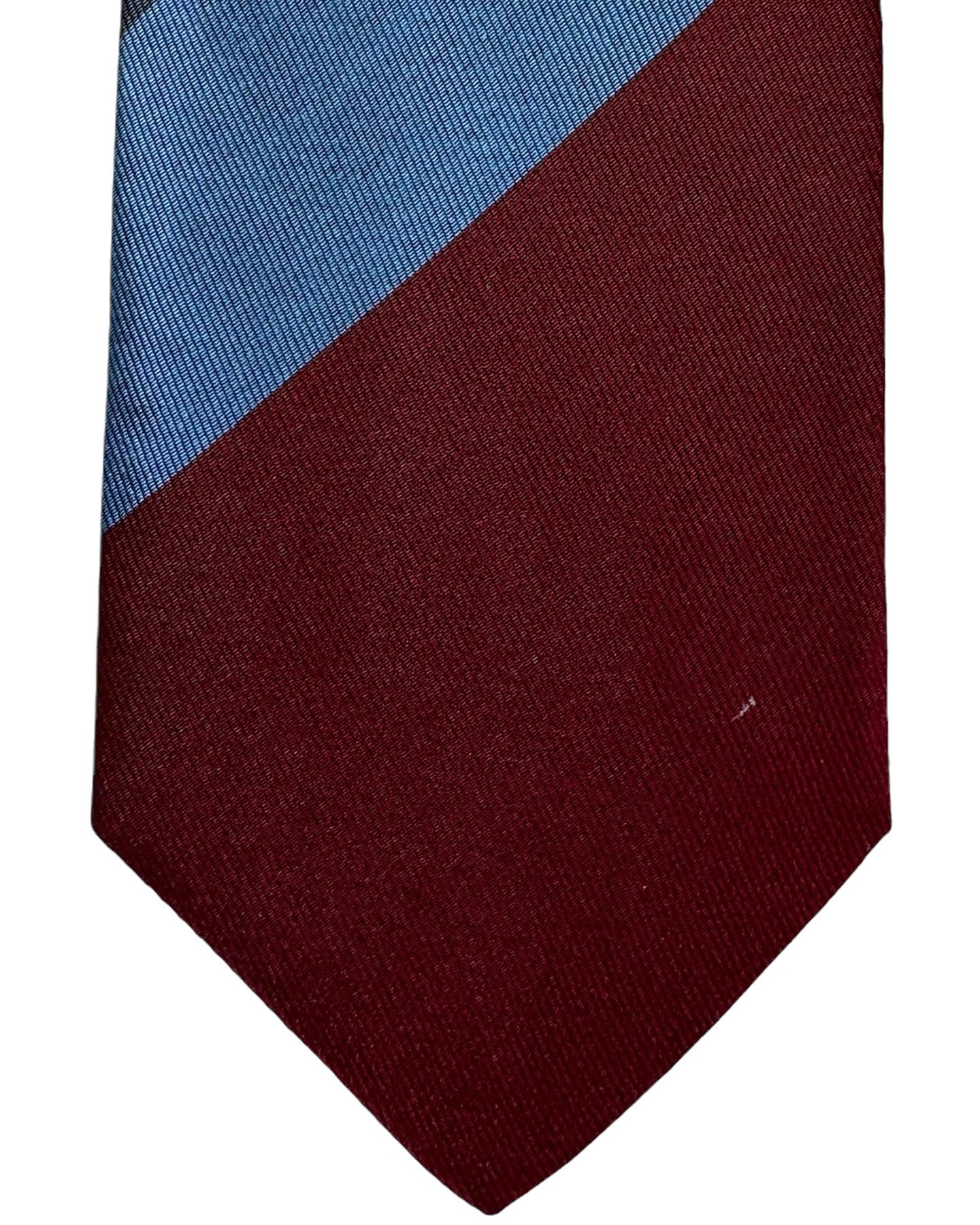 Gene Meyer Necktie Maroon Blue Green Stripes - Hand Made In Italy