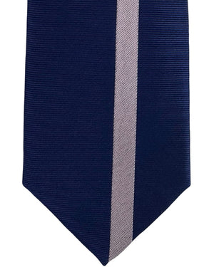 Gene Meyer Tie Navy with Grey Corner Stripe - Hand Made In Italy