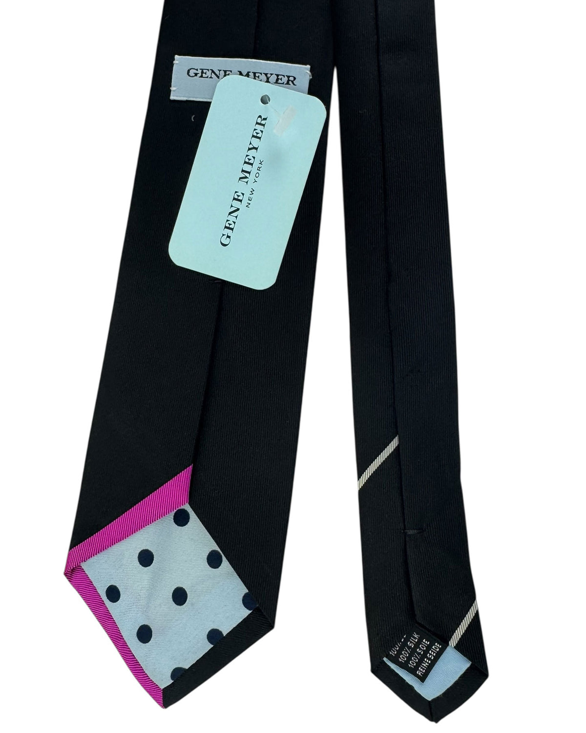 Gene Meyer Tie Black Magenta Design - Hand Made In Italy