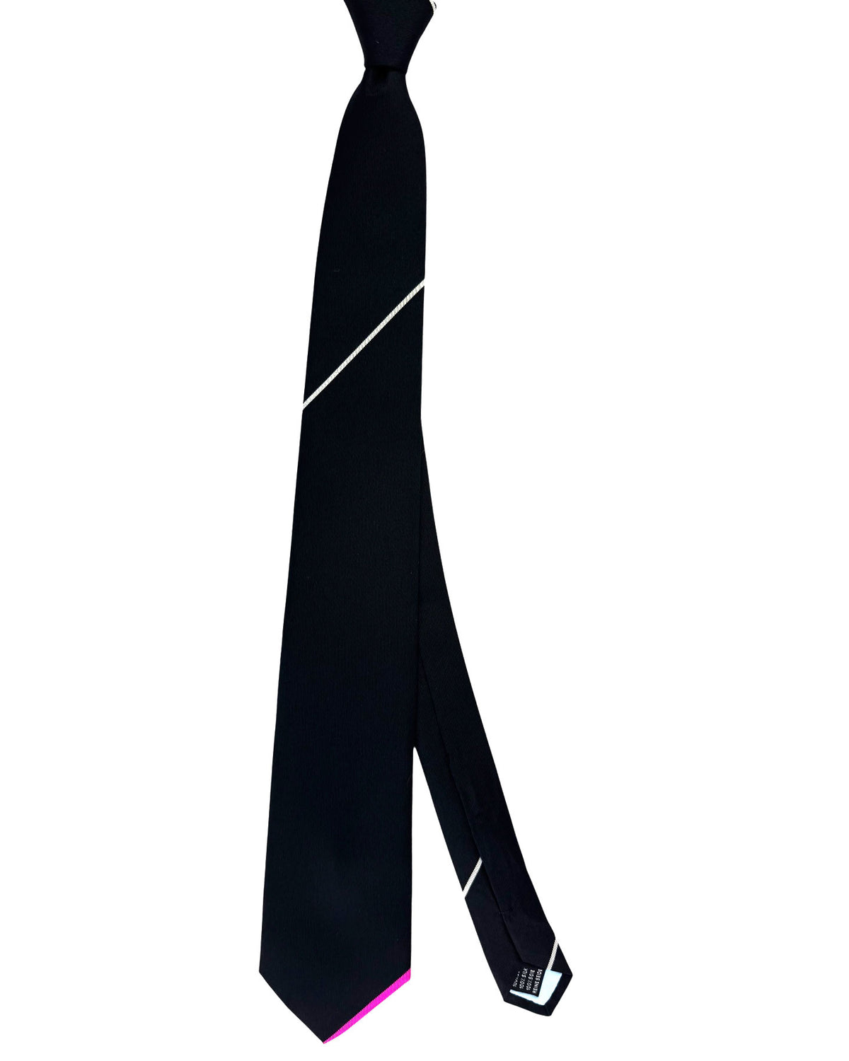 Gene Meyer Tie Black Magenta Design - Hand Made In Italy 