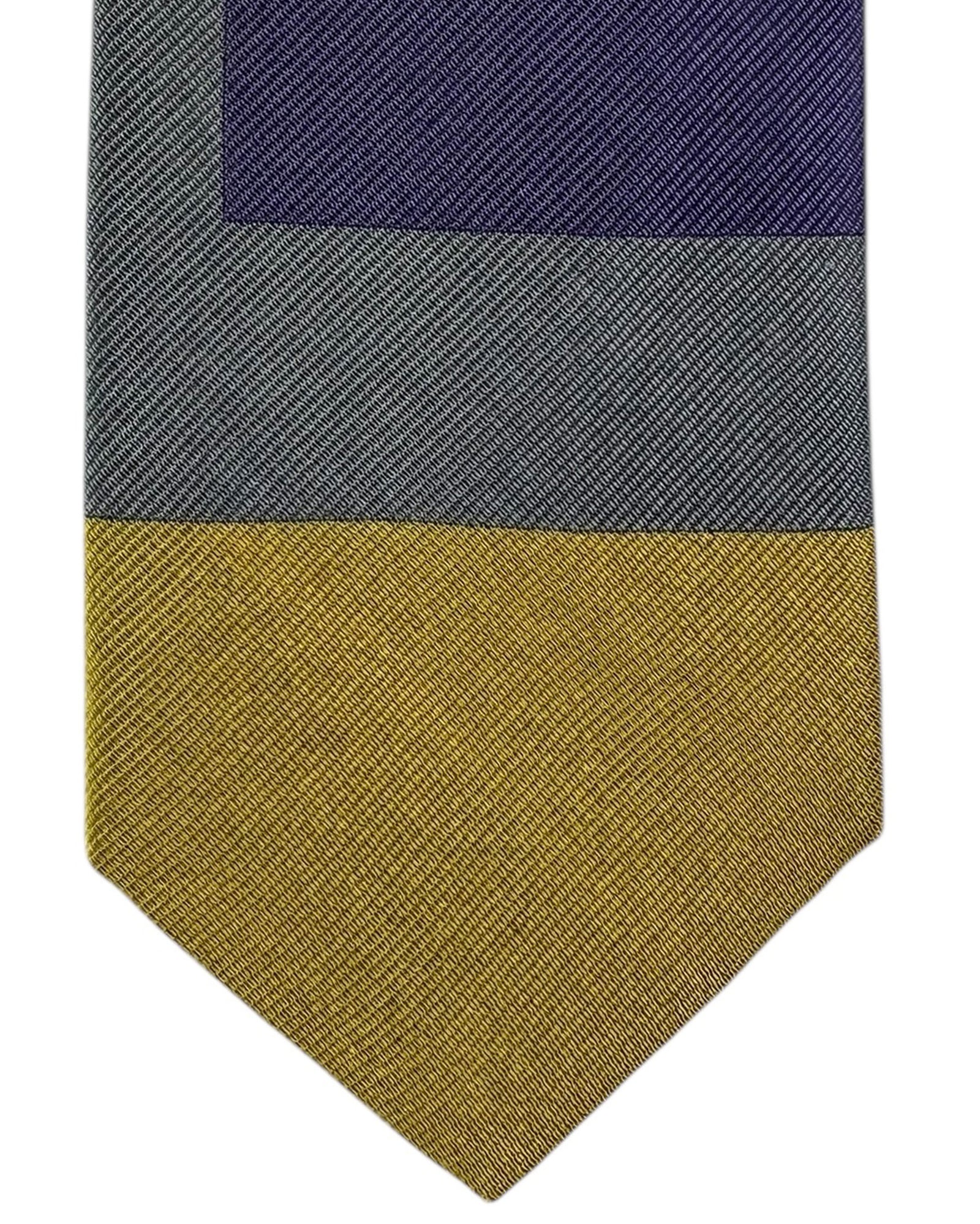 Gene Meyer Tie Mustard Purple Gray Design