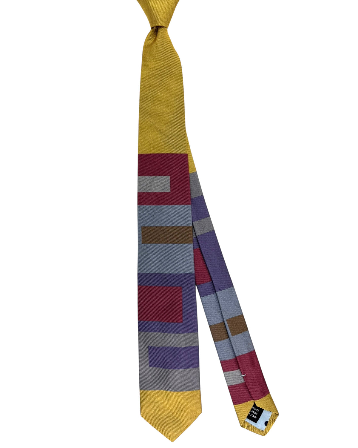 Gene Meyer Tie Olive Lilac Pink Design - Hand Made In Italy