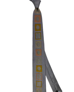 Gene Meyer Tie Gray Squares Dots Design - Hand Made In Italy