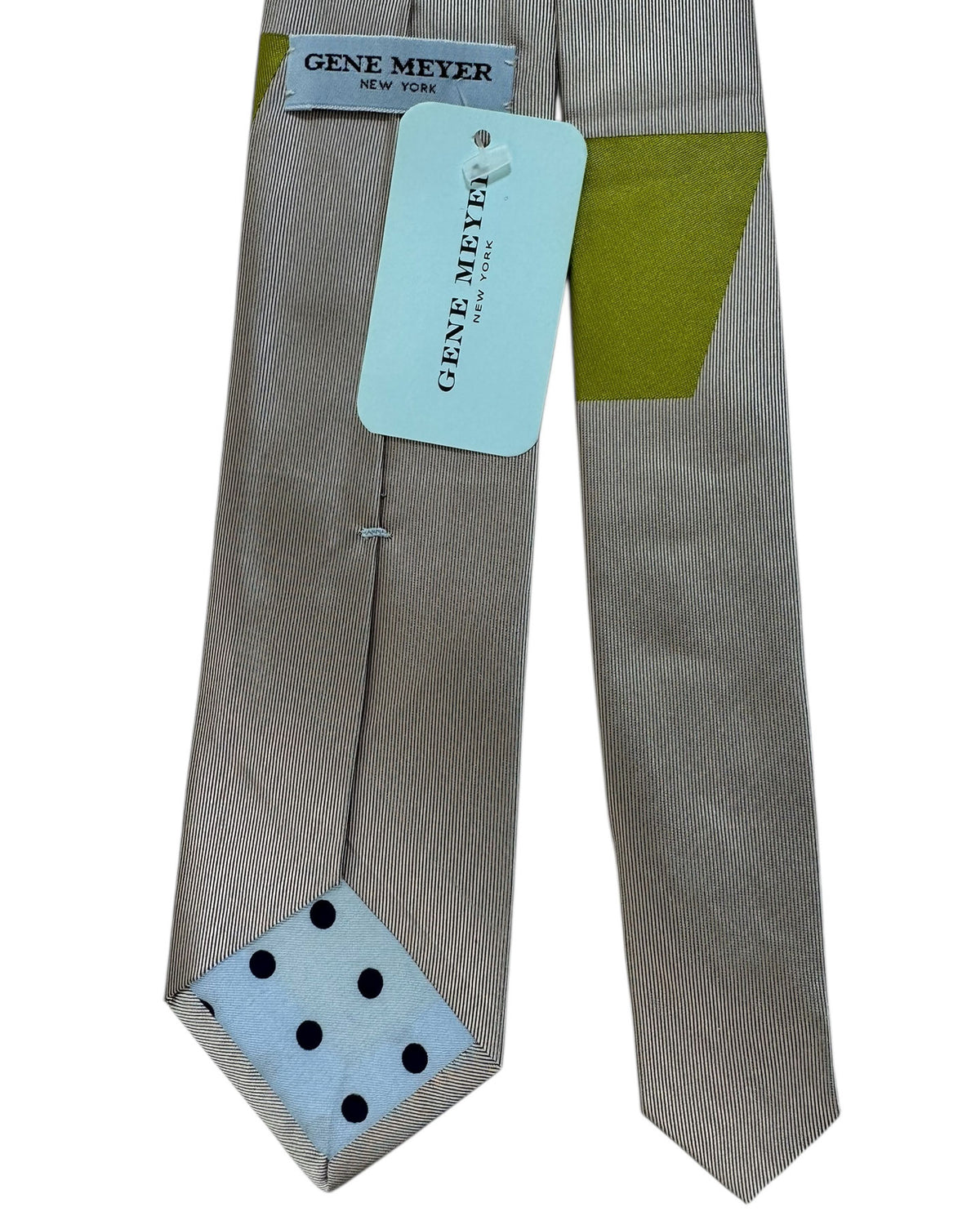 Gene Meyer Tie Gray Olive Design - Hand Made In Italy