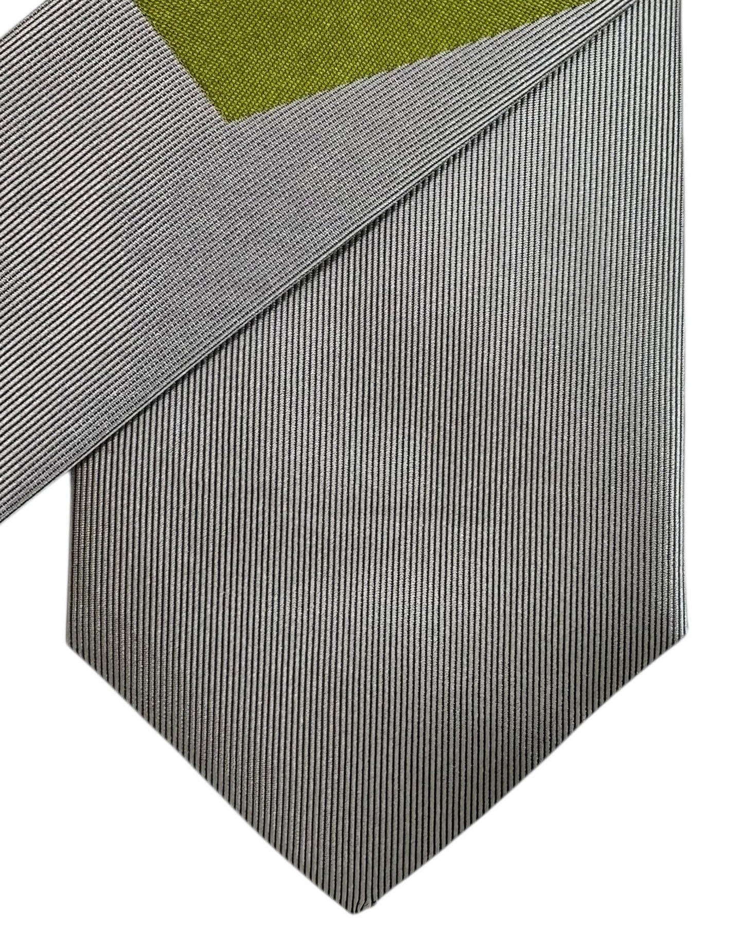 Gene Meyer Tie Gray Olive Design - Hand Made In Italy