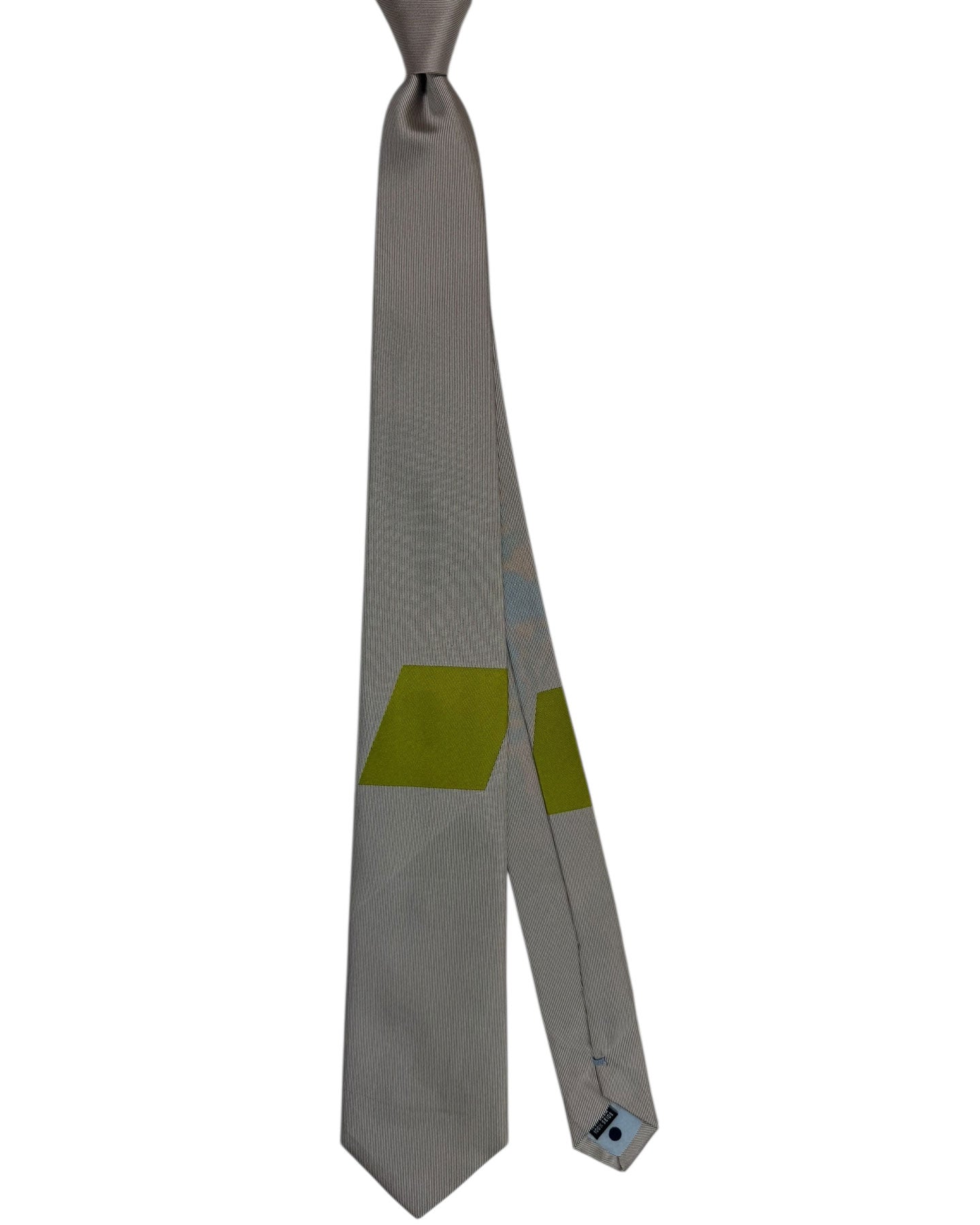 Gene Meyer Tie Gray Olive Design - Hand Made In Italy