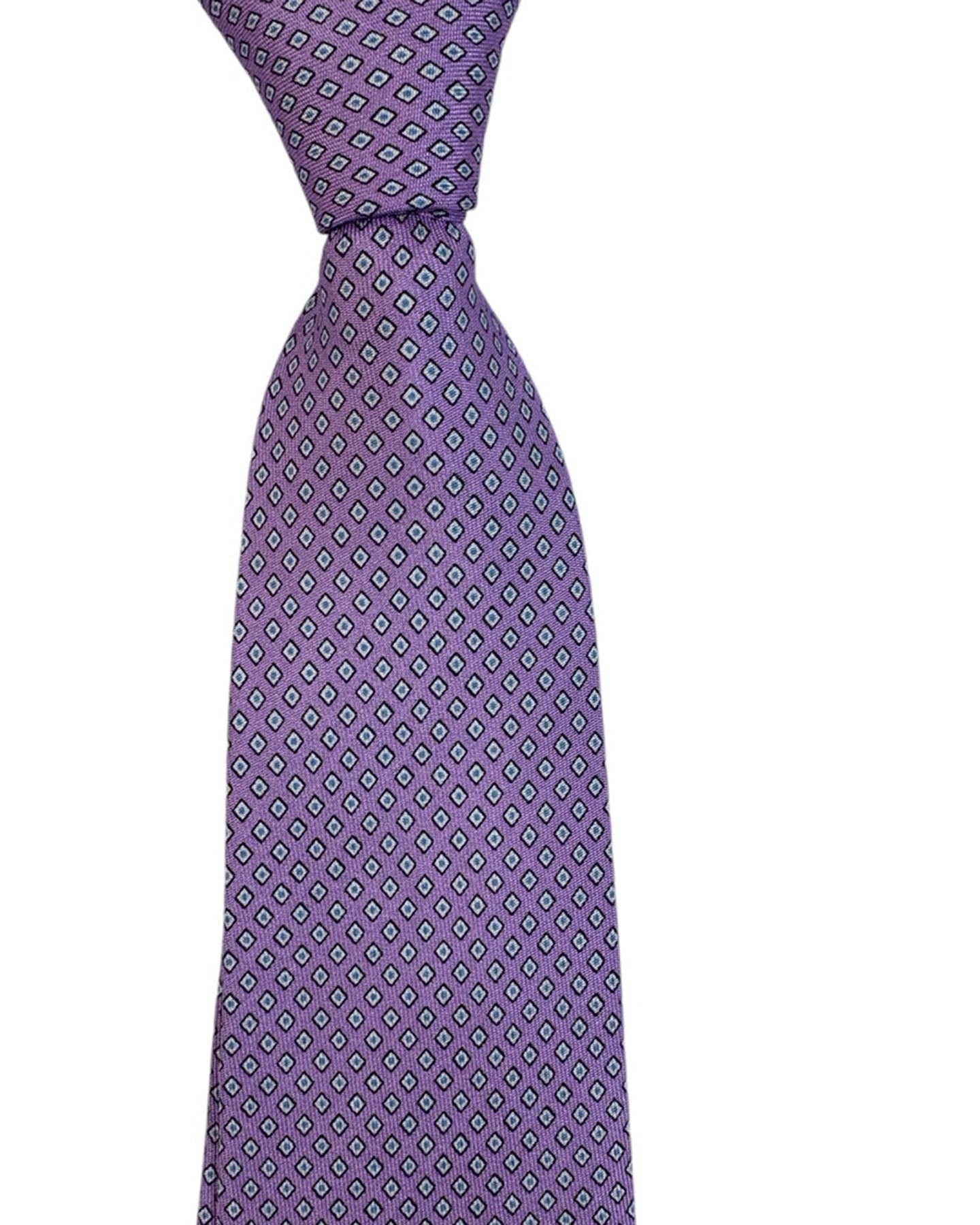 Giampaolo Tie Lilac Micr Geometric - Hand Made In Italy SALE