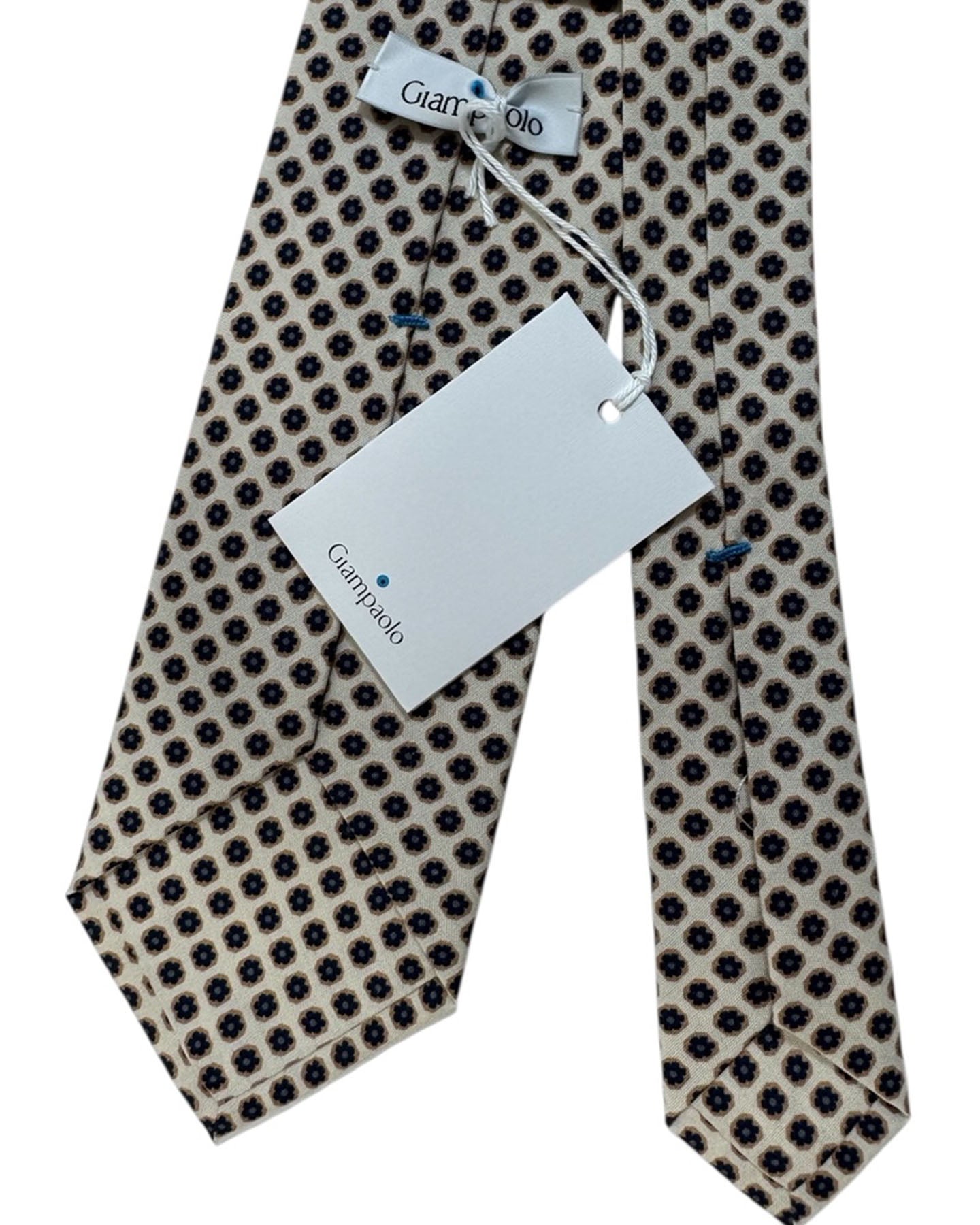 Giampaolo Tie Silver Black Camel Design - Hand Made In Italy SALE