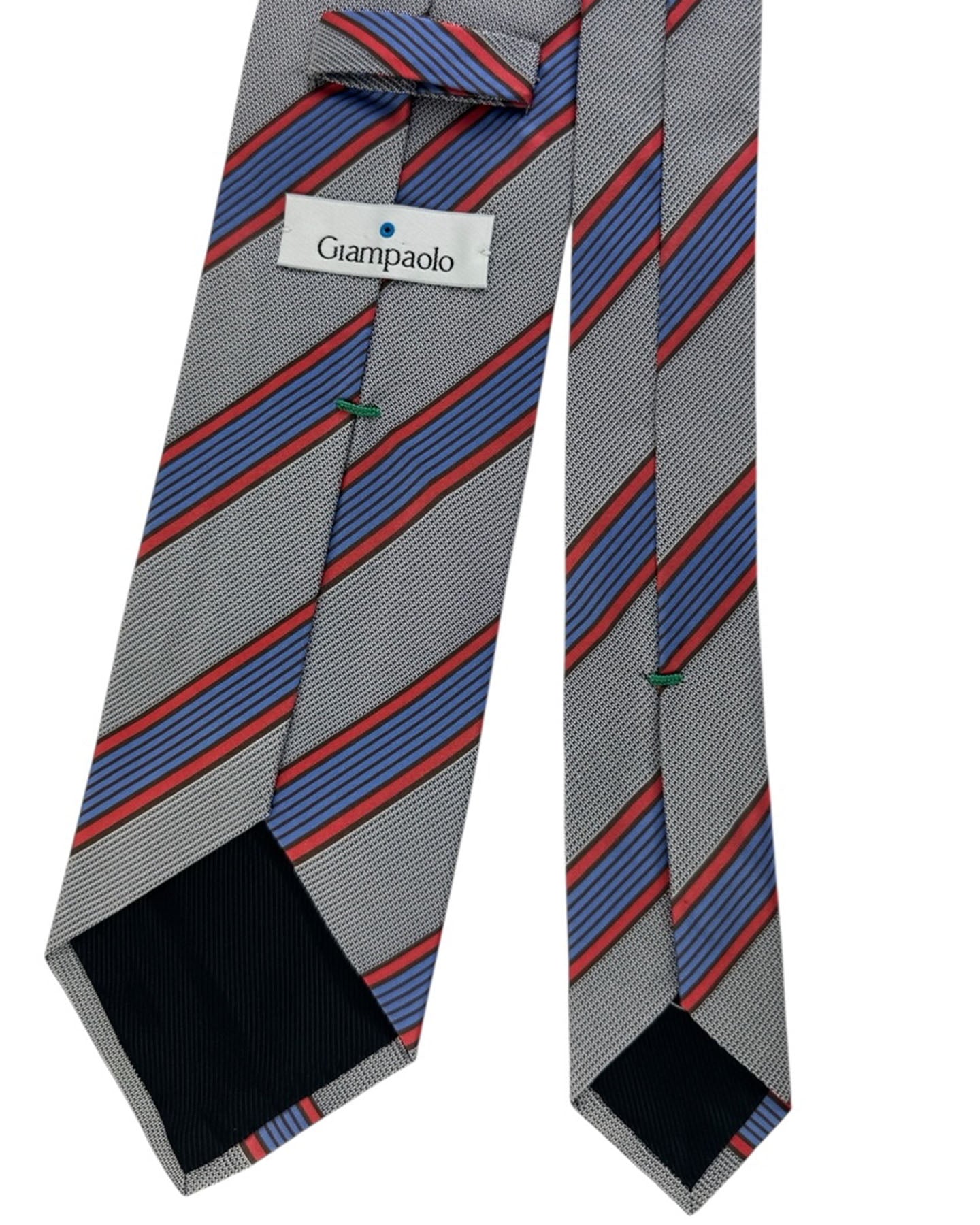 Giampaolo Tie Black, Red and Blue Diagonal Stripe - Sartorial SALE